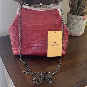 Patricia Nash Red Croc-Embossed Shoulder Bag